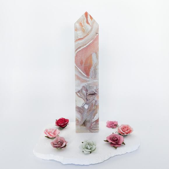 Large Pink Agate Tower